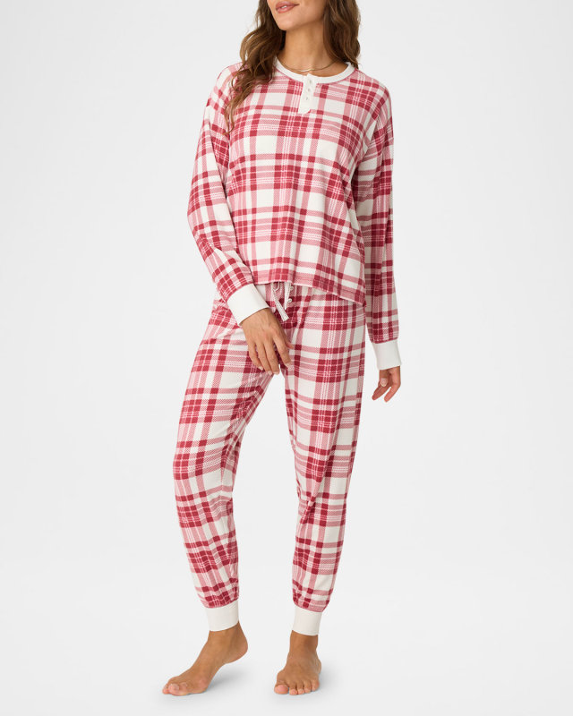 Full Of Holiday Spirit Plaid Velour Pajama Set